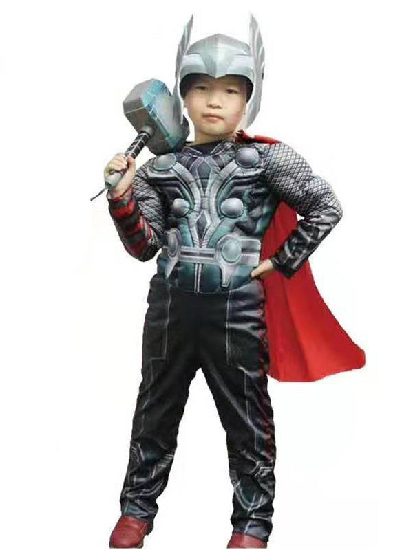 Big Kids Unisex Black The Avengers Thor Muscle Halloween Costume 3-8 - SophiasStyle.com